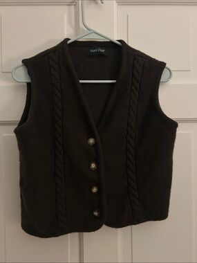 Hunt Club Dark Brown Cable-Knit Button Front Vest